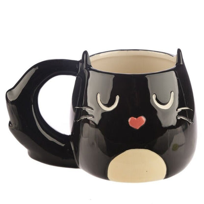 Feline Fine Black Cat Shaped Mug - PartyErasers