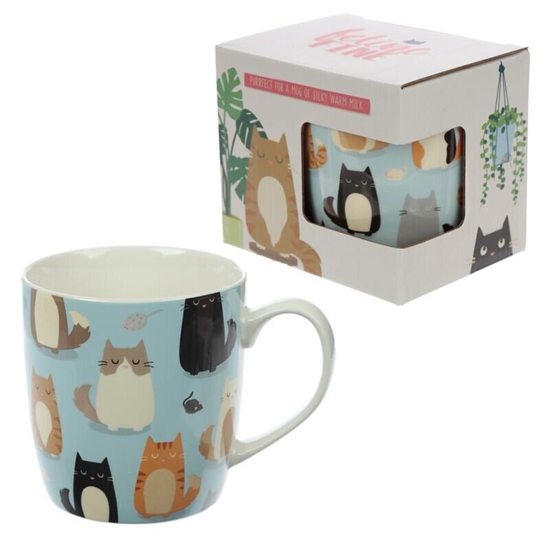 Feline Fine Cat Porcelain Mug - PartyErasers