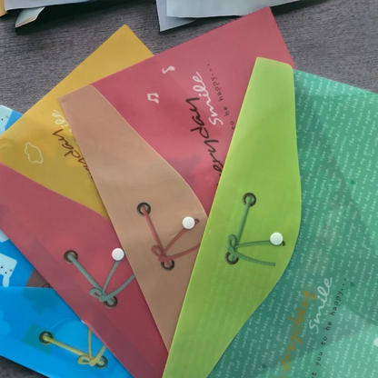 A4 Plastic Press Stud Document Wallets File Folders Filing - Cute Animal Ribbon