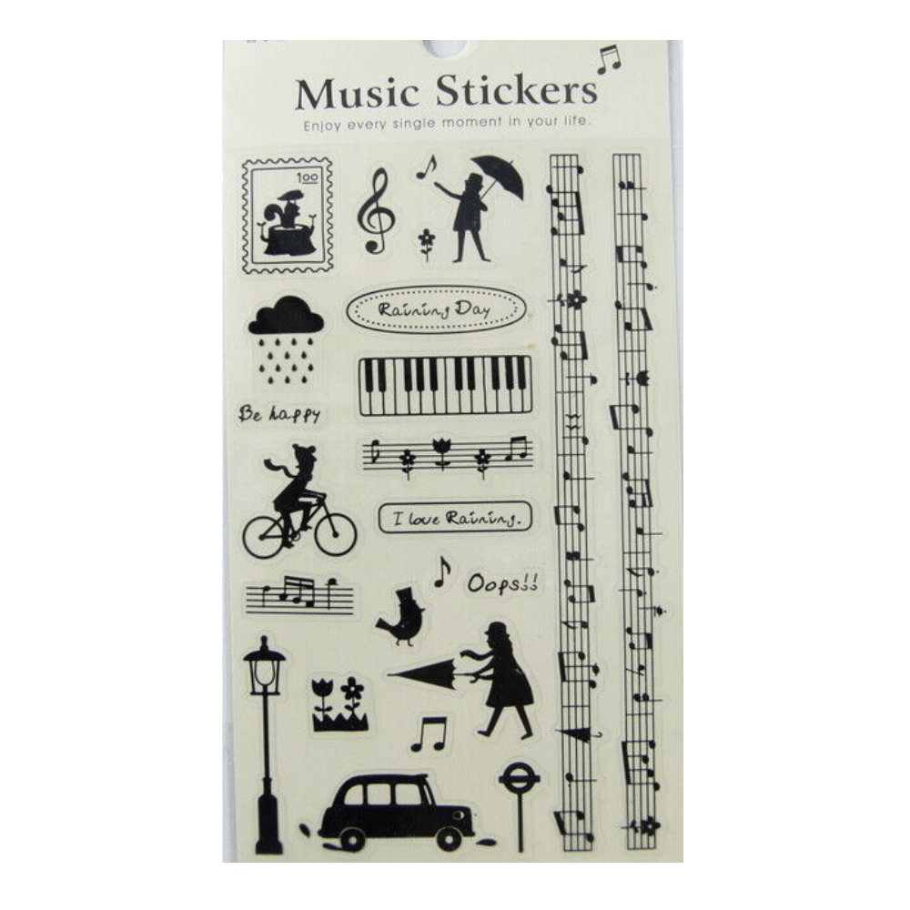 FunMusicOnline Music Themed PVC Stickers - Raining Music - PartyErasers