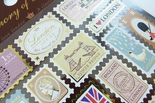 Gold Stamped Stickers London and Paris School Classroom students art & craft - PartyErasers
