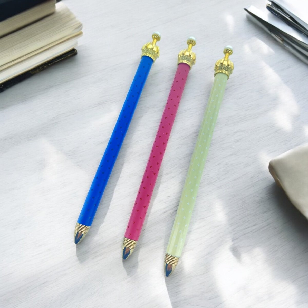 Golden Crown with Pearl Top 0.5mm Mechanical Pencils (3pcs) - PartyErasers
