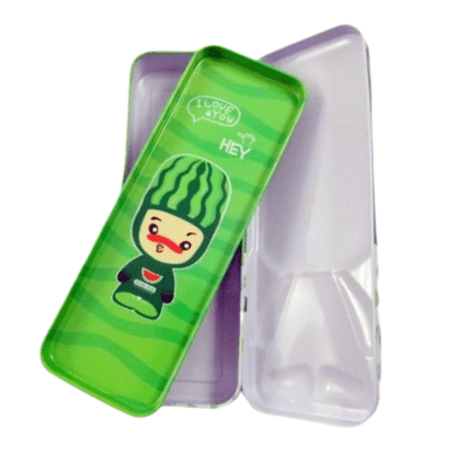 Green watermelon fruit baby Large Metal Pencil Case Box - PartyErasers