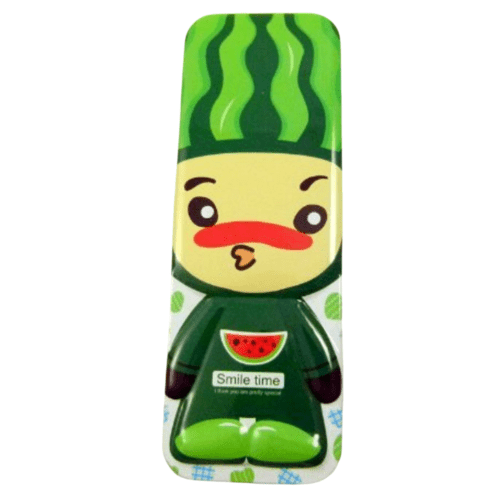 Green watermelon fruit baby Large Metal Pencil Case Box - PartyErasers