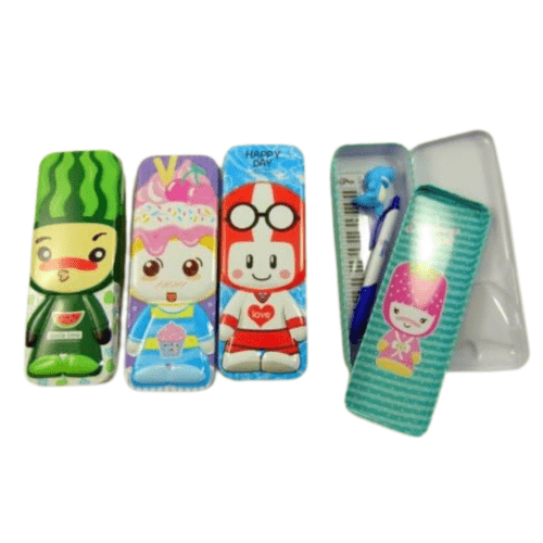 Green watermelon fruit baby Large Metal Pencil Case Box - PartyErasers