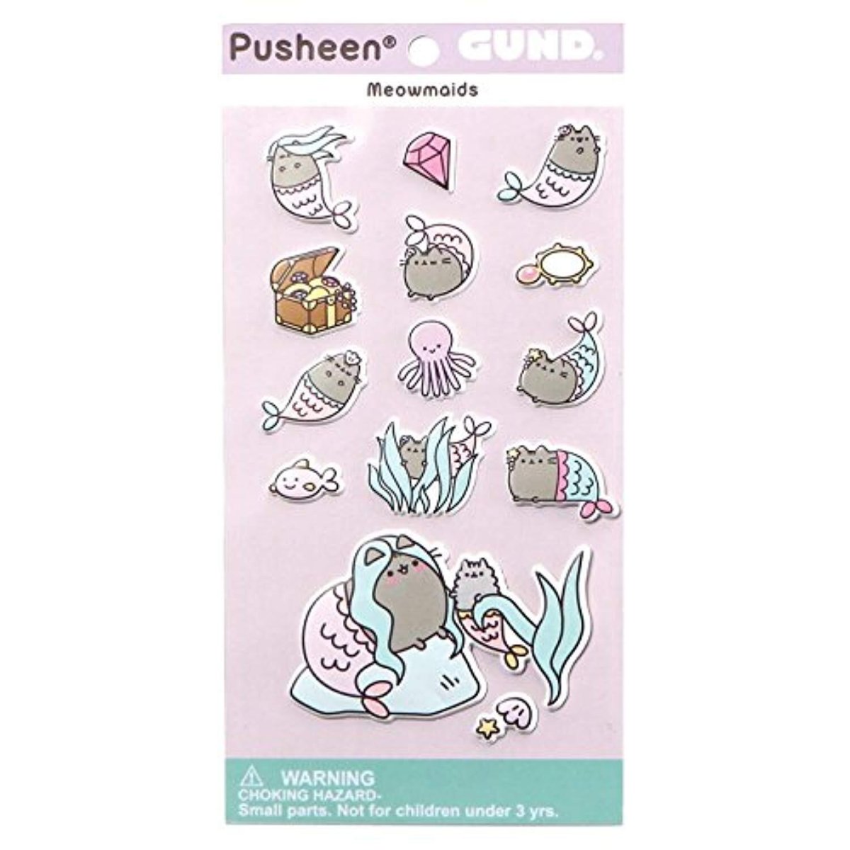 GUND Pusheen Mermaid Stickers - PartyErasers