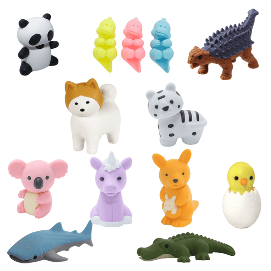 Iwako Animal Erasers 11pcs Christmas Party Bag and Stocking Fillers - PartyErasers