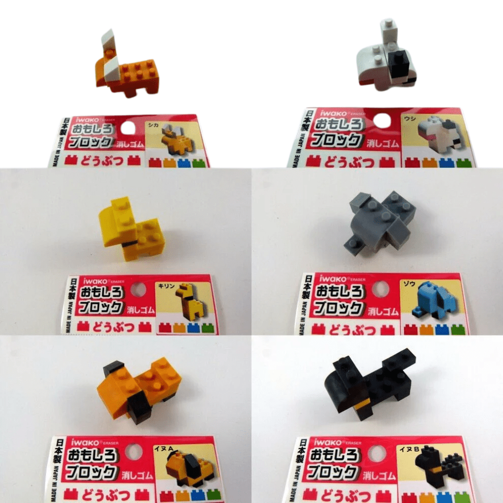 Iwako Building Block: Animals (6 pieces) - PartyErasers