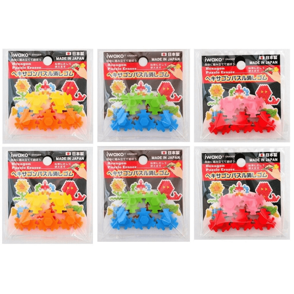Iwako: DIY Hexagon Japanese Erasers (6 packages) - PartyErasers