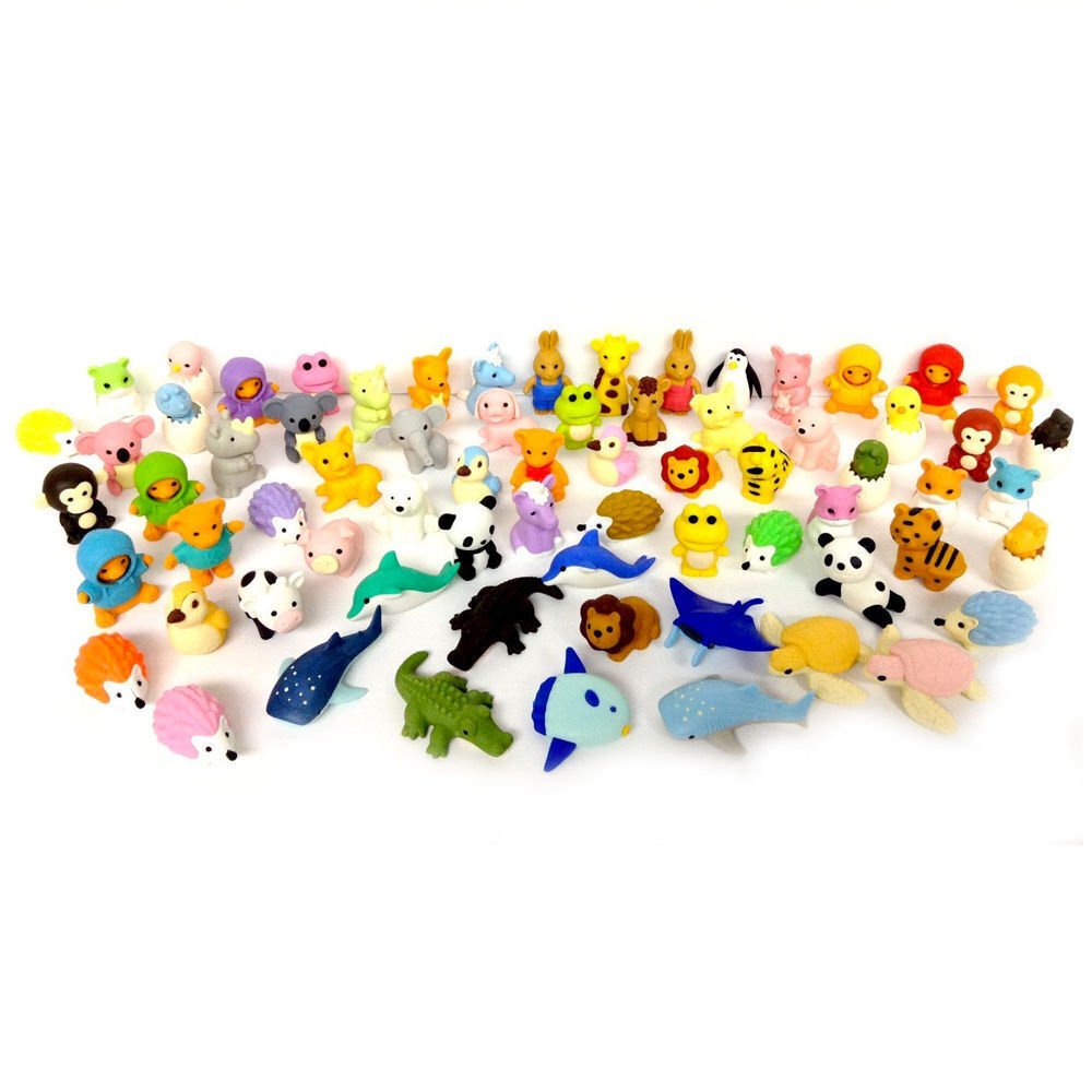 Iwako Erasers Animal Overstock (Pack of 20) including a Unicorn Eraser - PartyErasers