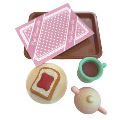 Iwako Japanese Erasers Rubbers: Toast and Tea on Tray Set - PartyErasers