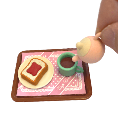 Iwako Japanese Erasers Rubbers: Toast and Tea on Tray Set - PartyErasers