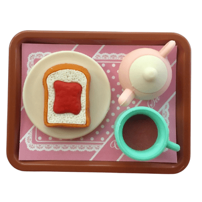 Iwako Japanese Erasers Rubbers: Toast and Tea on Tray Set - PartyErasers