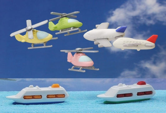 Iwako Japanese Puzzle Eraser - Aeroplane, Helicopter and Ship - PartyErasers