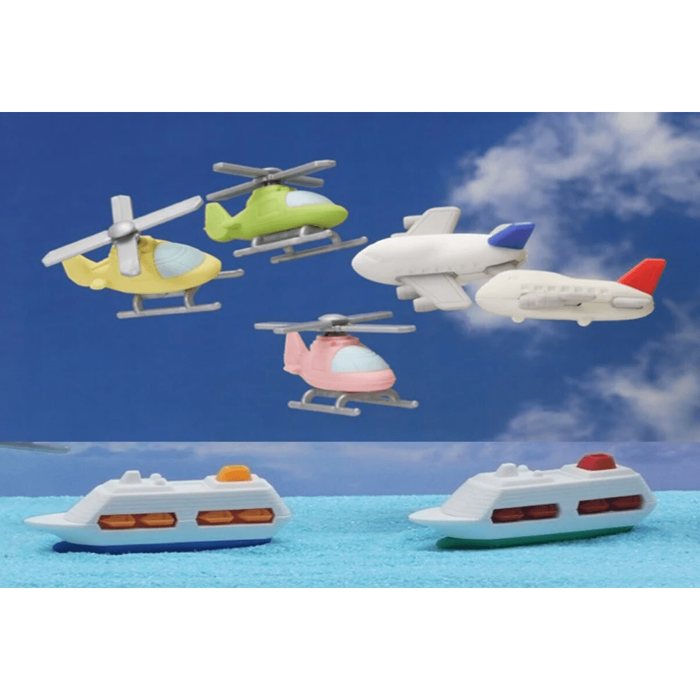 Iwako Japanese Puzzle Eraser - Aeroplane, Helicopter and Ship - PartyErasers