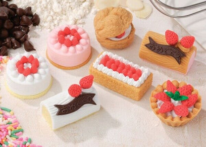 Iwako Japanese Puzzle Eraser - Cake, Cream Puff and Fruit Tart - PartyErasers