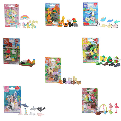 IWAKO Japanese Puzzle Eraser Rubbers Blister Set - Animals Collections - PartyErasers