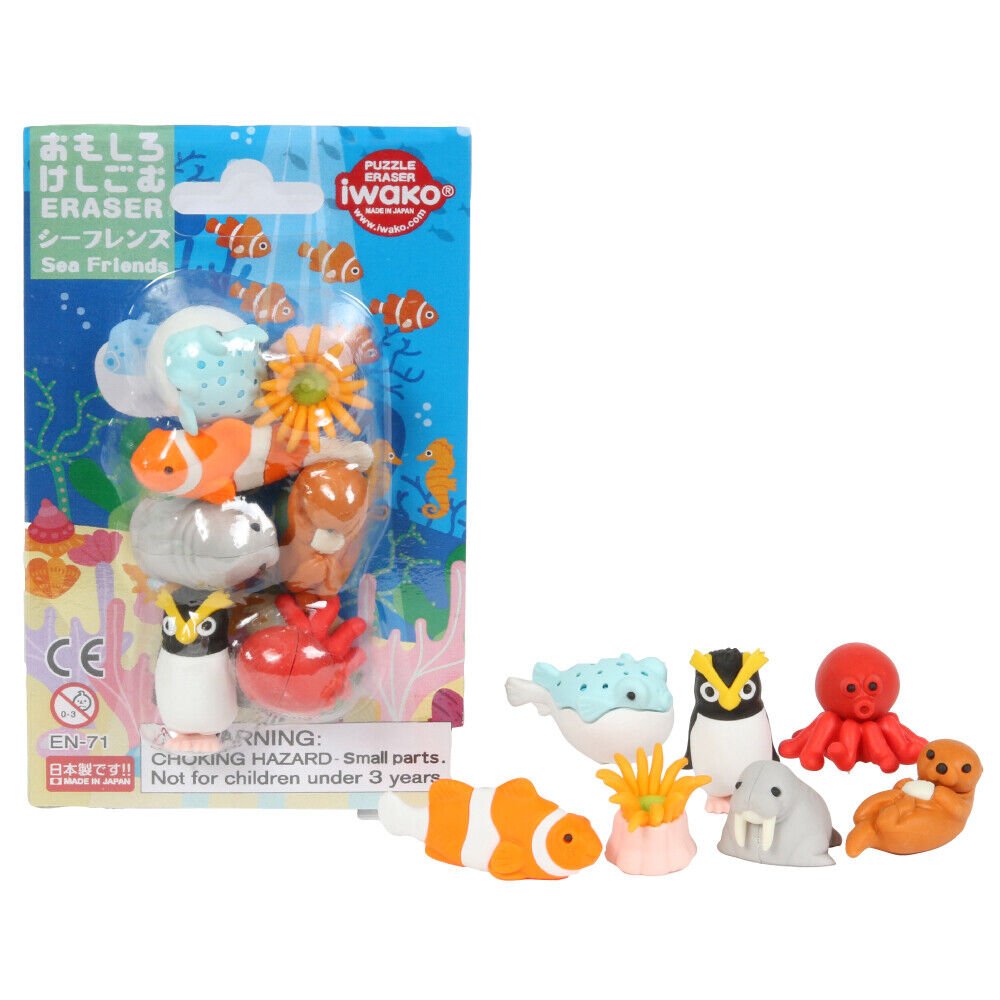IWAKO Japanese Puzzle Eraser Rubbers Blister Set - Animals Collections - PartyErasers