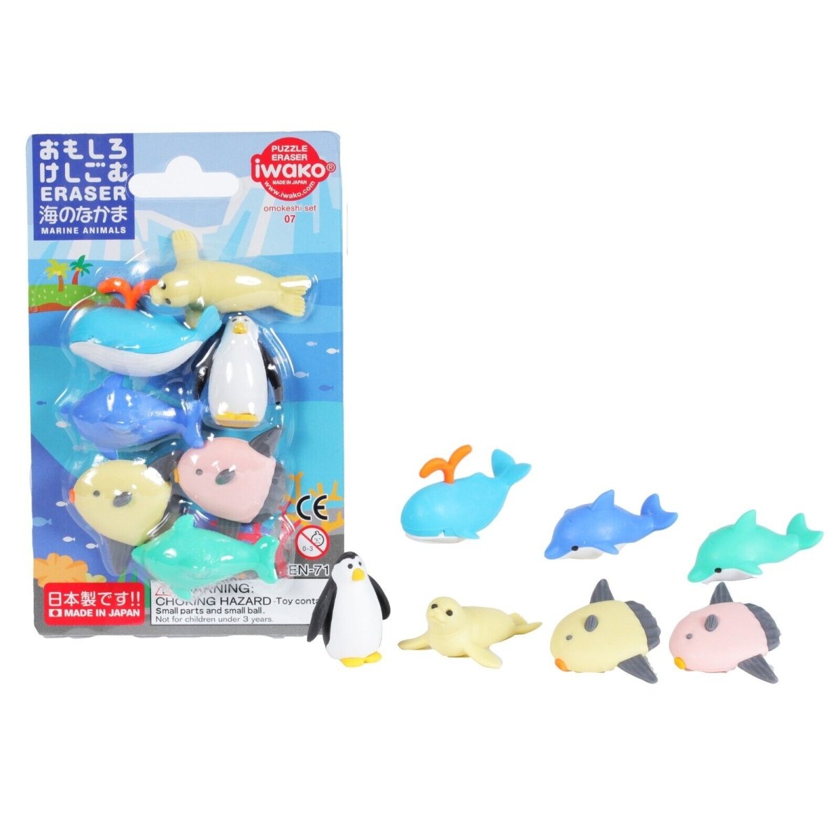 IWAKO Japanese Puzzle Eraser Rubbers Blister Set - Animals Collections - PartyErasers