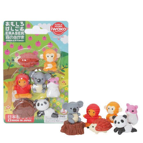 IWAKO Japanese Puzzle Eraser Rubbers Blister Set - Animals Collections - PartyErasers