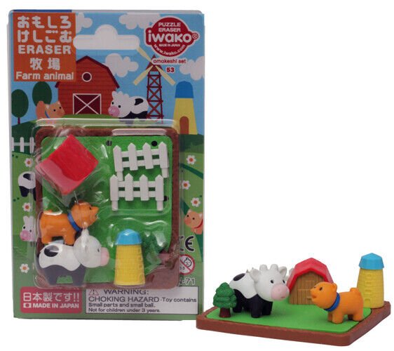 IWAKO Japanese Puzzle Eraser Rubbers Blister Set - Animals Collections - PartyErasers