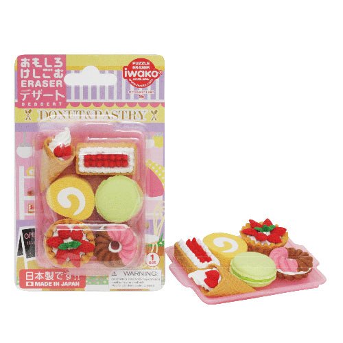 IWAKO Japanese Puzzle Eraser Rubbers Blister Set - Dessert - PartyErasers
