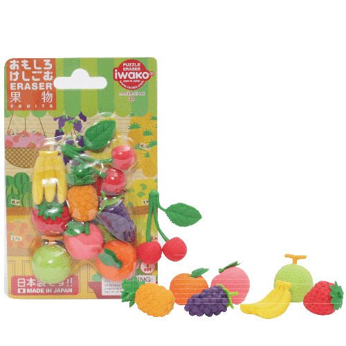 IWAKO Japanese Puzzle Eraser Rubbers Blister Set - Fruits - PartyErasers