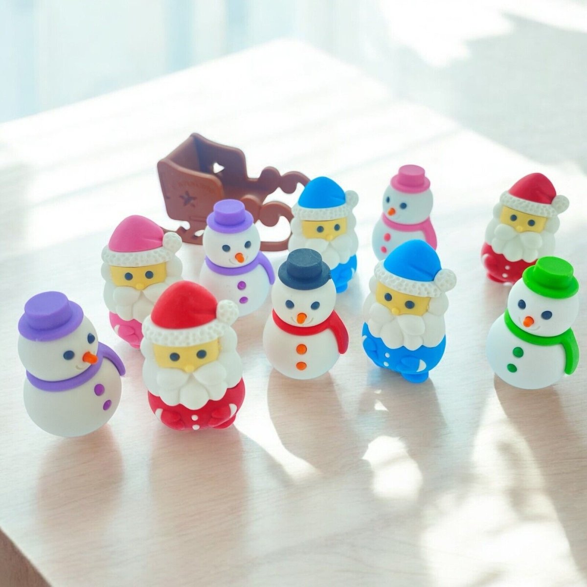 Iwako Snowman & Santa Erasers 11pcs Christmas Party Bag and Stocking Fillers - PartyErasers