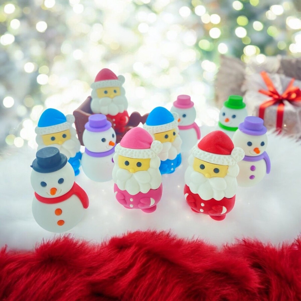 Iwako Snowman & Santa Erasers 11pcs Christmas Party Bag and Stocking Fillers - PartyErasers