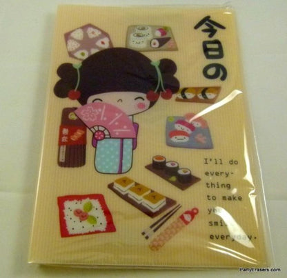 Kawaii Japanese Blue Kimono Girl Design Document File Binder Folder 23cm A4 - PartyErasers