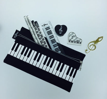 Keyboard Zipper Pencil Case Piano Keys Keyboard Music School - PartyErasers