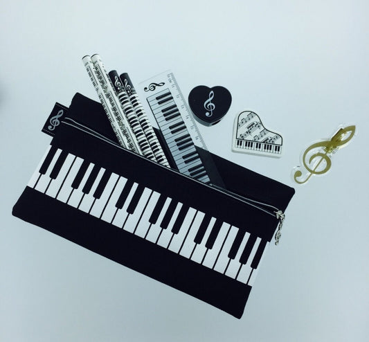 Keyboard Zipper Pencil Case Piano Keys Keyboard Music School - PartyErasers