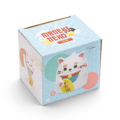 Maneki Neko Lucky Cat Upside Down Ceramic Shaped Mug - PartyErasers