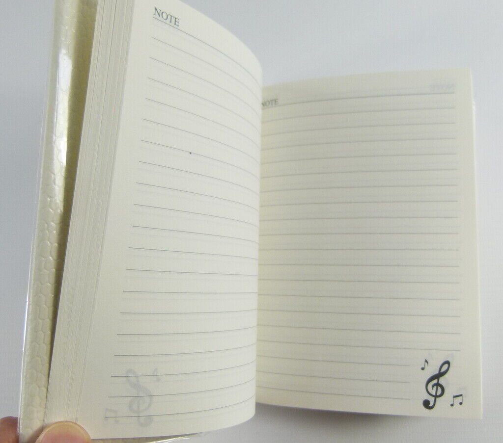 Memoire Leather Like Lined Notebook with Gold Stamped Treble Clef Necklace De... - PartyErasers