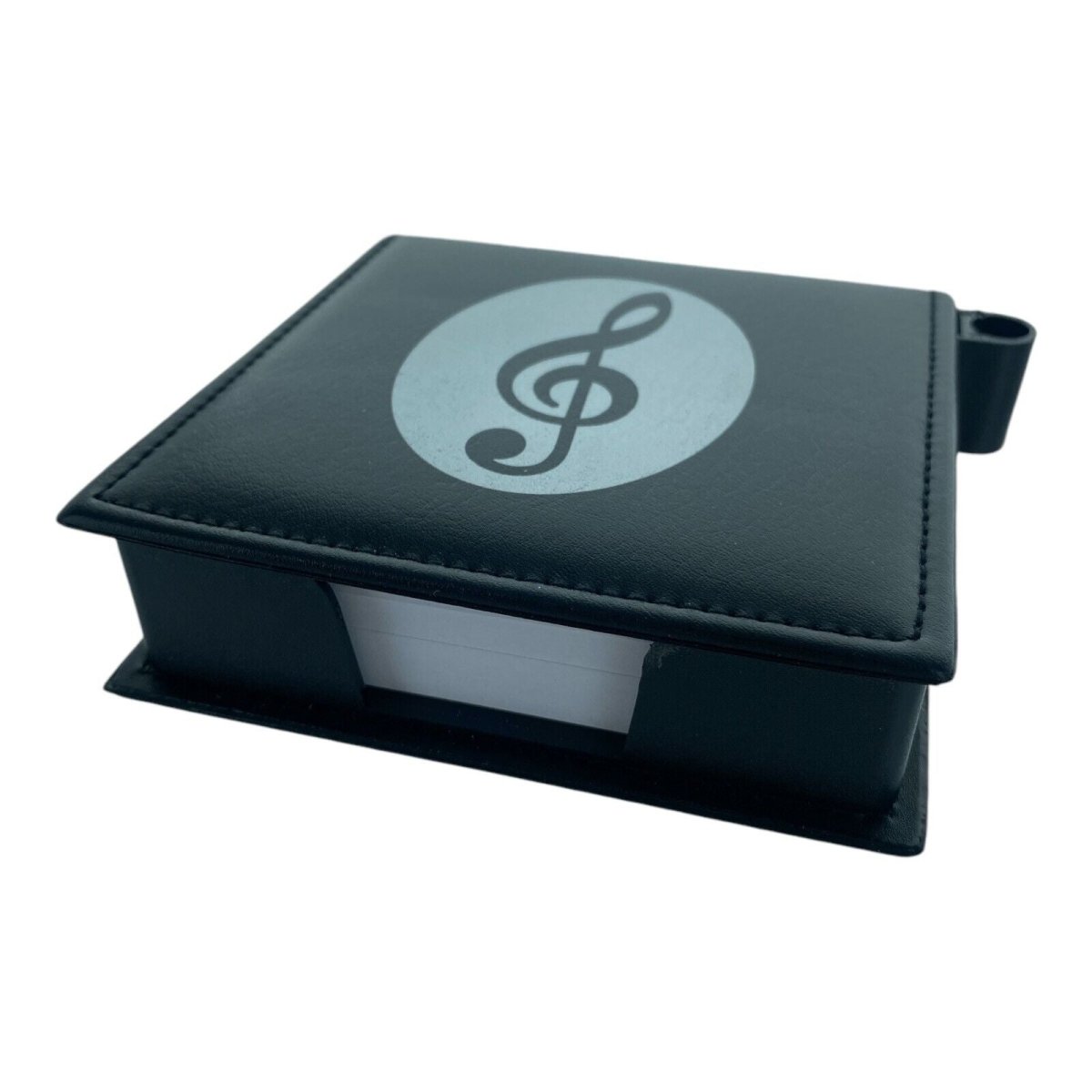 Music Theme Notepad Memo Pad Paper in PU Leather Box with Pen Holder - PartyErasers