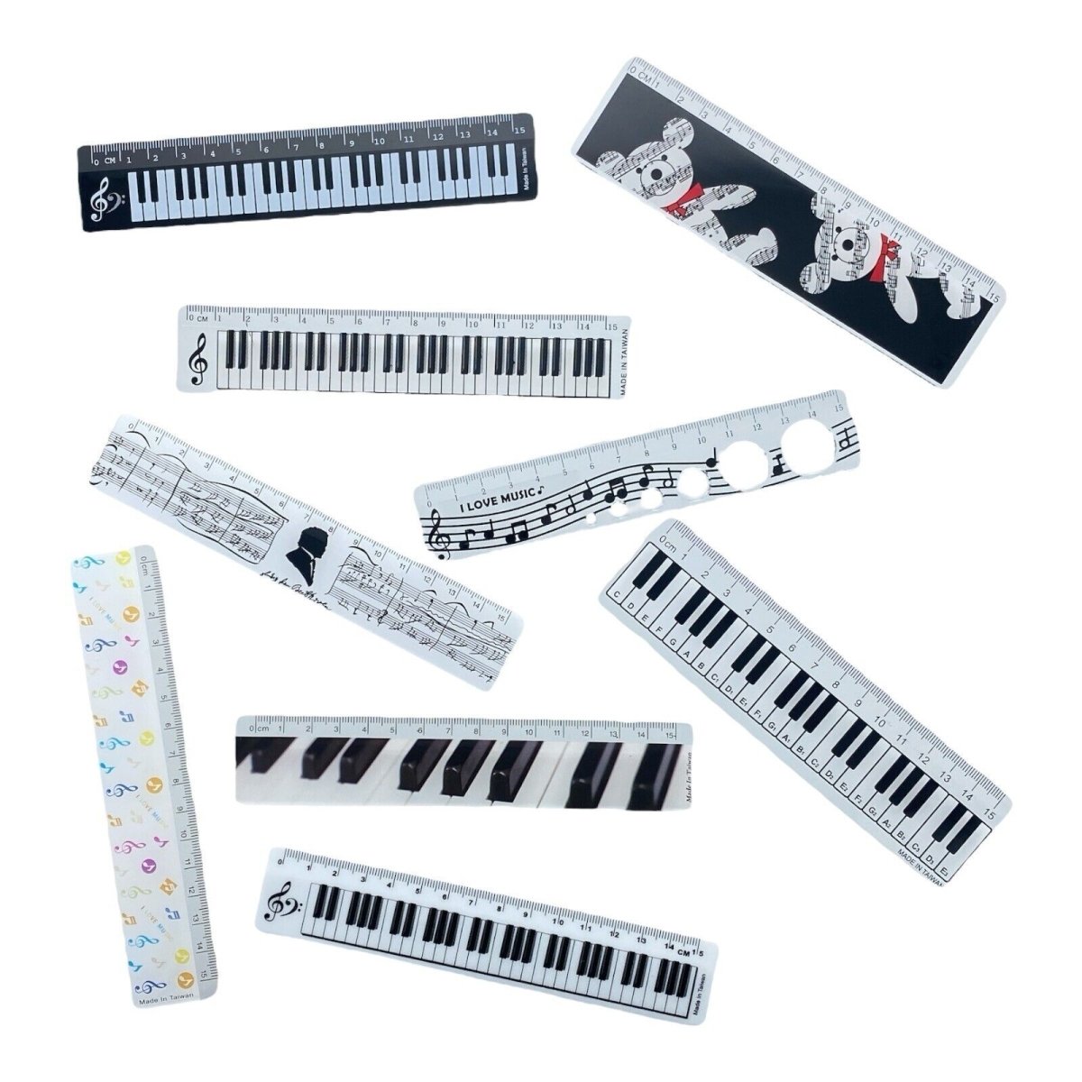Music Themed 15cm/6 Inch Plastic Measuring Ruler for School Home Office - PartyErasers
