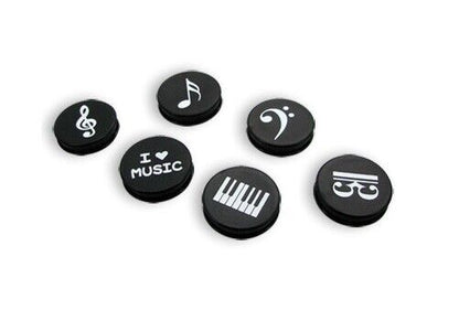 Music Themed 6 pieces 2.5cm dia Music Notes White Board Fridge Magnets - PartyErasers