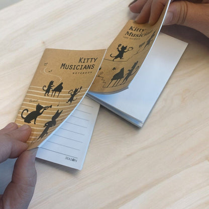 Music Themed A7 Kitty Musicians Mini Pocket Notebooks (Pack of 2) - PartyErasers