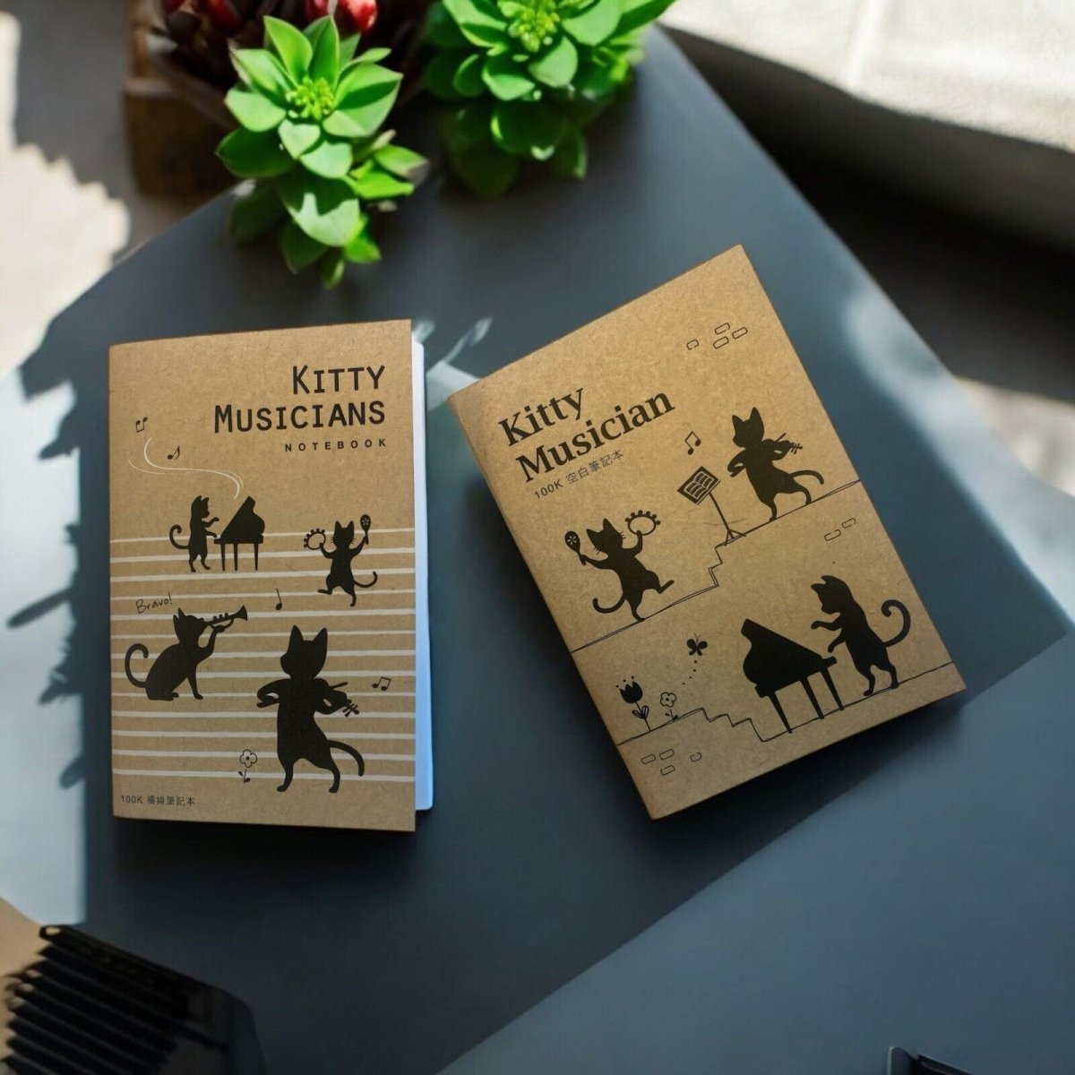 Music Themed A7 Kitty Musicians Mini Pocket Notebooks (Pack of 2) - PartyErasers