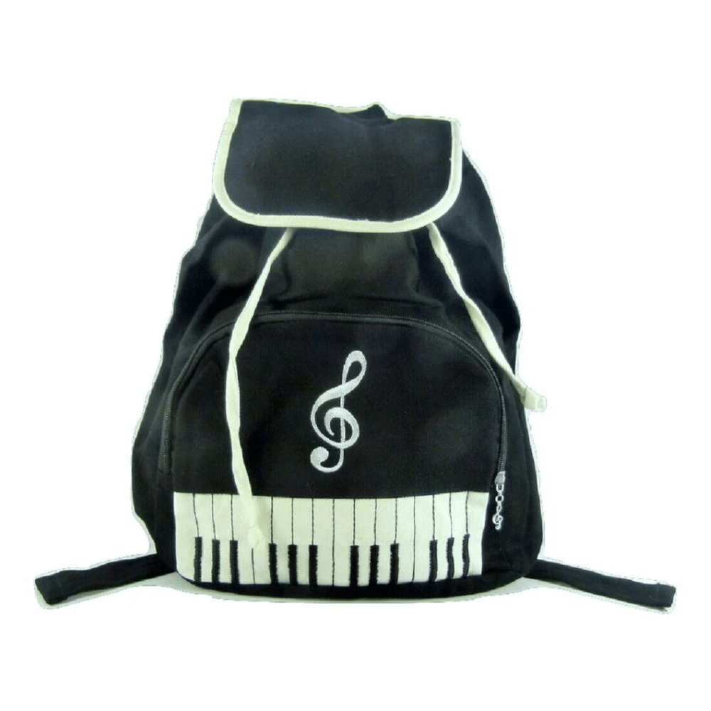 Music Themed Backpack - Keyboard & Treble Clef (Black) - PartyErasers