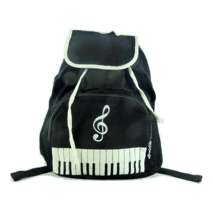 Music Themed Backpack - Keyboard & Treble Clef (Black) - PartyErasers