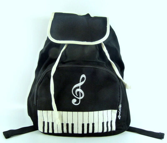Music Themed Backpack - Keyboard & Treble Clef (Black) - PartyErasers