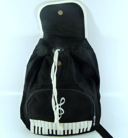 Music Themed Backpack - Keyboard & Treble Clef (Black) - PartyErasers