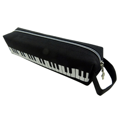 Music Themed Black Keyboard Design Tube Shape Zipper Pencil Case with Hand Ha... - PartyErasers