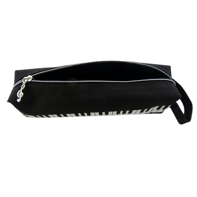 Music Themed Black Keyboard Design Tube Shape Zipper Pencil Case with Hand Ha... - PartyErasers