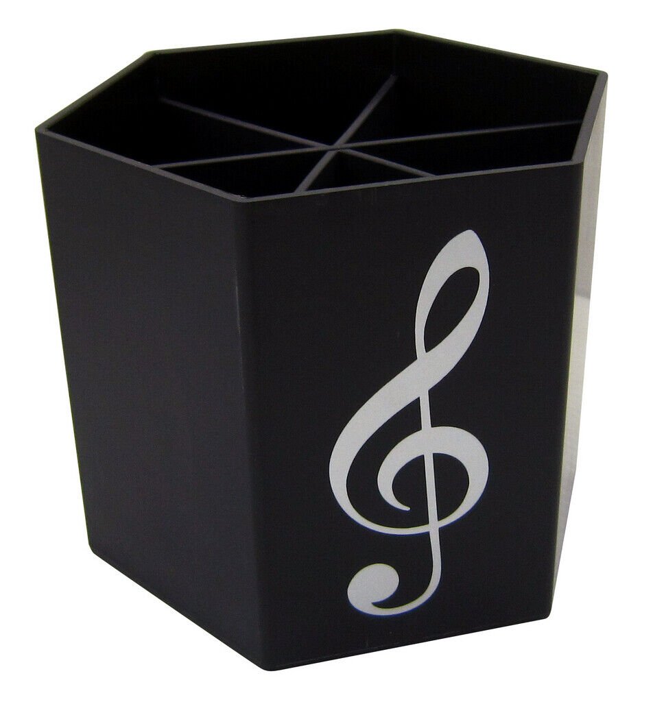 Music Themed Black Treble Clef Hexagon Pen Holder - PartyErasers
