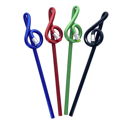 Music Themed Colourful Treble Clef Shape Pencils 4 pieces set - PartyErasers