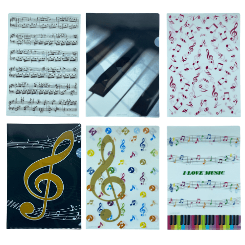 Music Themed Design A4 L Shape Folder Plastic Documents File Folder - PartyErasers