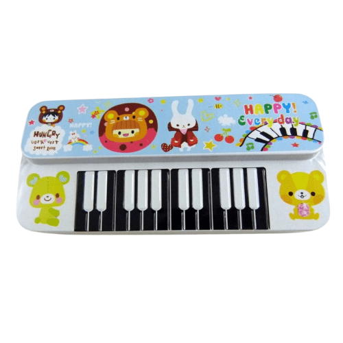 Music Themed Happy Every Day Keyboard Shape Metal Pencil Case - PartyErasers