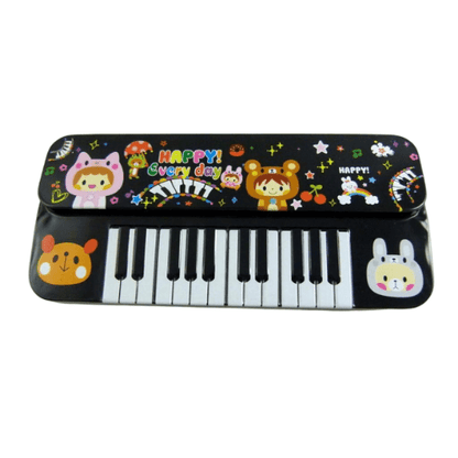 Music Themed Happy Every Day Keyboard Shape Metal Pencil Case - PartyErasers
